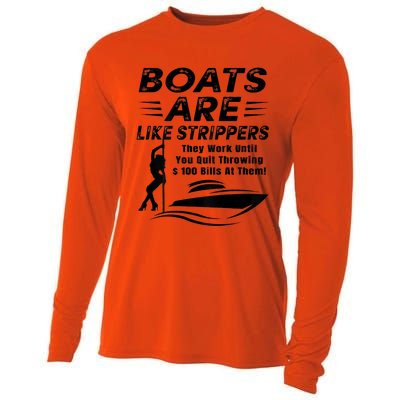 Boats Are Like Strippers They Work Until Men Boating Cooling Performance Long Sleeve Crew