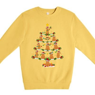 Bear Animal Lover Xmas Lighting Grizzly Bear Christmas Tree Gift Premium Crewneck Sweatshirt