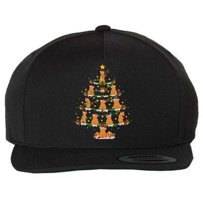 Bear Animal Lover Xmas Lighting Grizzly Bear Christmas Tree Gift Wool Snapback Cap