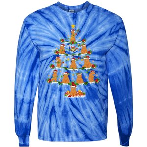 Bear Animal Lover Xmas Lighting Grizzly Bear Christmas Tree Gift Tie-Dye Long Sleeve Shirt