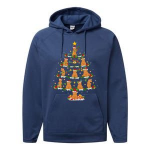 Bear Animal Lover Xmas Lighting Grizzly Bear Christmas Tree Gift Performance Fleece Hoodie