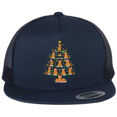 Bear Animal Lover Xmas Lighting Grizzly Bear Christmas Tree Gift Flat Bill Trucker Hat