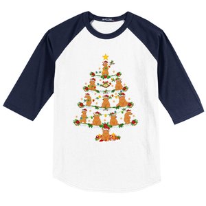 Bear Animal Lover Xmas Lighting Grizzly Bear Christmas Tree Gift Baseball Sleeve Shirt