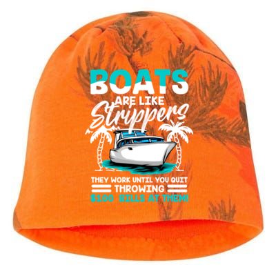 Boats Are Like Strippers Great Gift Funny Boats Owner Gift Kati - Camo Knit Beanie