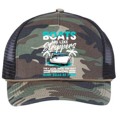 Boats Are Like Strippers Great Gift Funny Boats Owner Gift Retro Rope Trucker Hat Cap