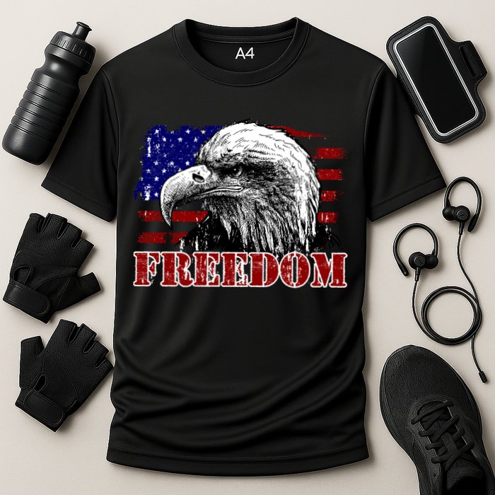 Bald Eagle Distressed USA Flag Freedom 4th of July Performance Shirt