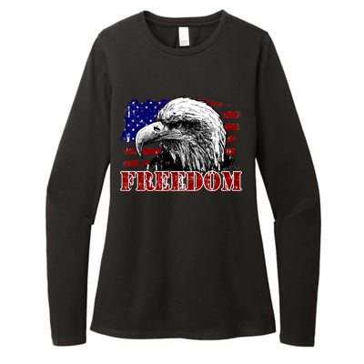 Bald Eagle Distressed USA Flag Freedom 4th of July Womens CVC Long Sleeve Shirt