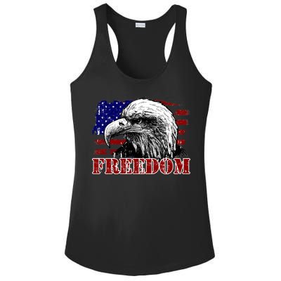 Bald Eagle Distressed USA Flag Freedom 4th of July Ladies PosiCharge Competitor Racerback Tank