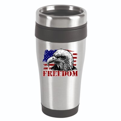 Bald Eagle Distressed USA Flag Freedom 4th of July 16oz Travel Tumbler
