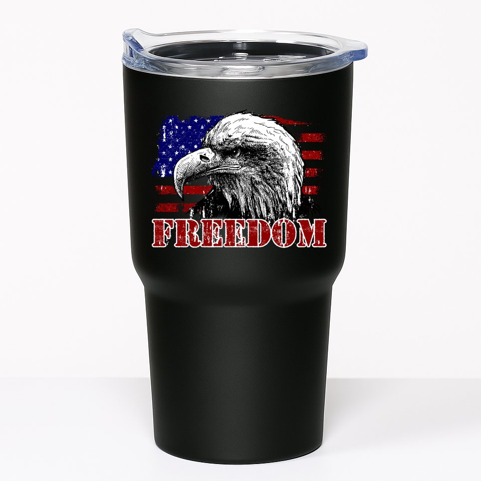 Bald Eagle Distressed USA Flag Freedom 4th of July Tumbler