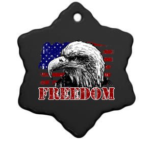 Bald Eagle Distressed USA Flag Freedom 4th of July Ceramic Star Ornament