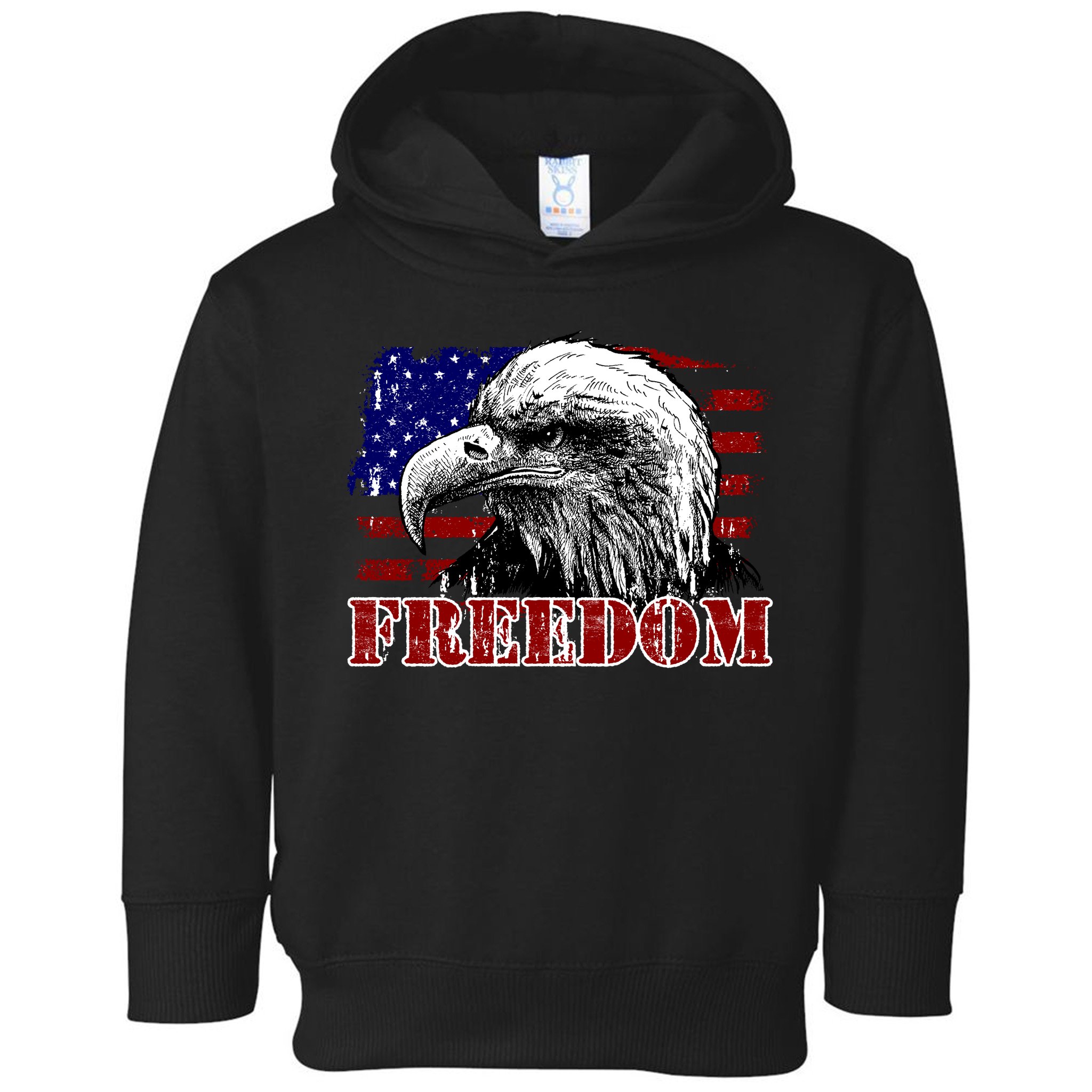 Bald Eagle Distressed USA Flag Freedom 4th of July Toddler Hoodie