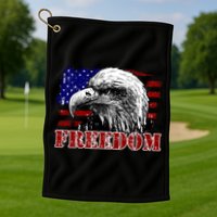 Bald Eagle Distressed USA Flag Freedom 4th of July Golf Towel