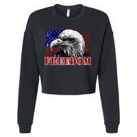 Bald Eagle Distressed USA Flag Freedom 4th of July Cropped Pullover Crew