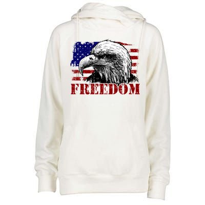 Bald Eagle Distressed USA Flag Freedom 4th of July Womens Funnel Neck Pullover Hood