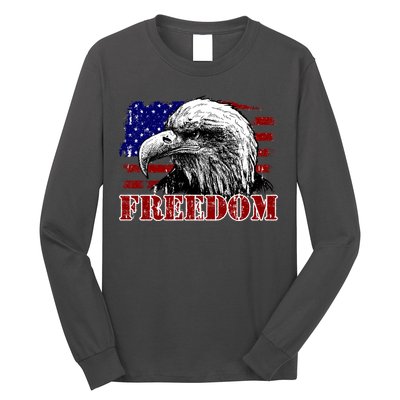 Bald Eagle Distressed USA Flag Freedom 4th of July Long Sleeve Shirt