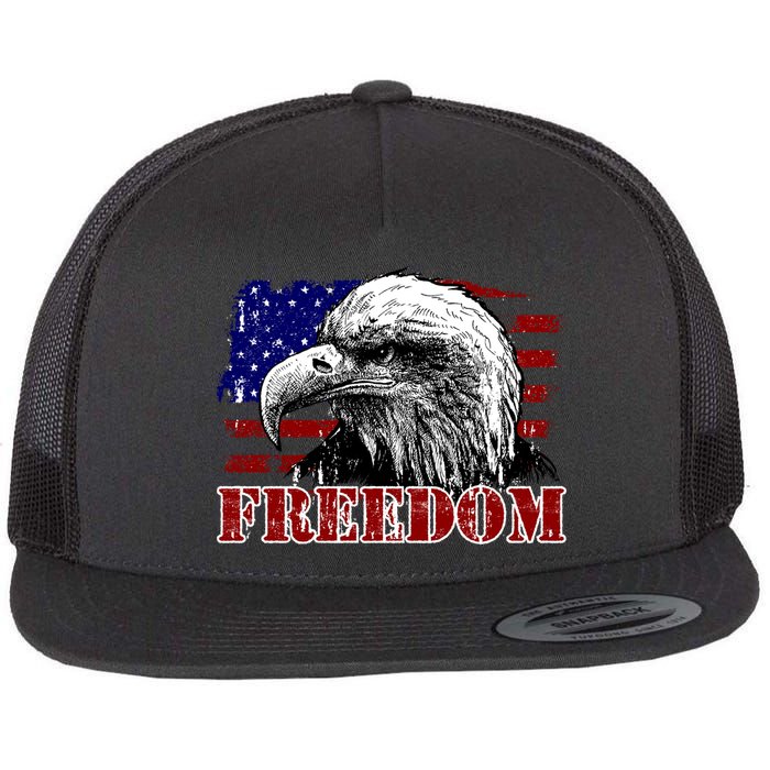 Bald Eagle Distressed USA Flag Freedom 4th of July Flatbill Hat