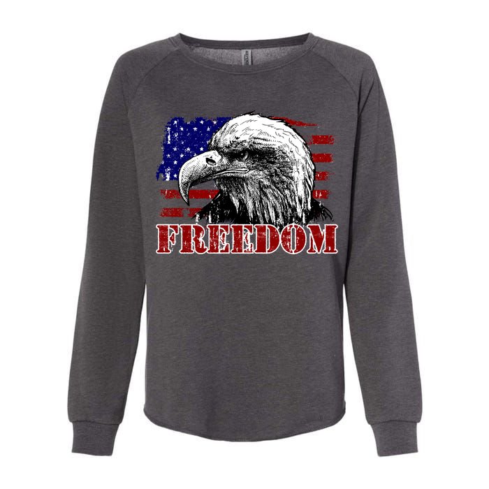 Bald Eagle Distressed USA Flag Freedom 4th of July Womens California Wash Sweatshirt