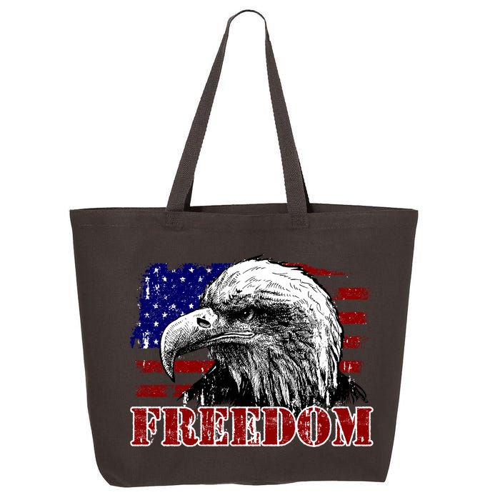 Bald Eagle Distressed USA Flag Freedom 4th of July 25L Jumbo Tote