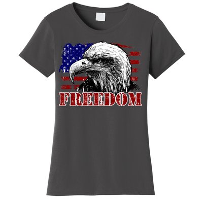 Bald Eagle Distressed USA Flag Freedom 4th of July Women's T-Shirt