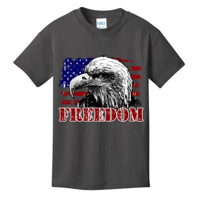 Bald Eagle Distressed USA Flag Freedom 4th of July Kids T-Shirt