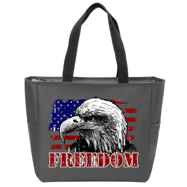 Bald Eagle Distressed USA Flag Freedom 4th of July Zip Tote Bag