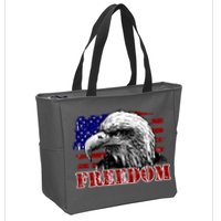 Bald Eagle Distressed USA Flag Freedom 4th of July Zip Tote Bag