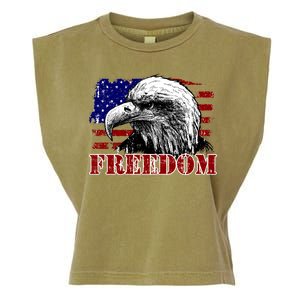 Bald Eagle Distressed USA Flag Freedom 4th of July Garment-Dyed Women's Muscle Tee