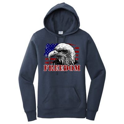 Bald Eagle Distressed USA Flag Freedom 4th of July Women's Pullover Hoodie