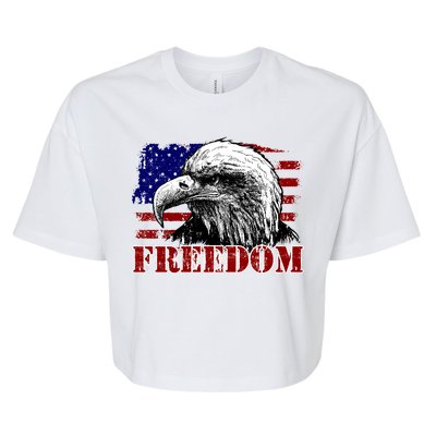 Bald Eagle Distressed USA Flag Freedom 4th of July Bella+Canvas Jersey Crop Tee