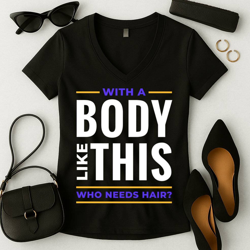Bald Head Body Funny Women's V-Neck T-Shirt