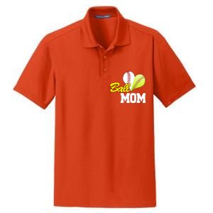 Ball Mom Heart Baseball Fan Dry Zone Grid Polo