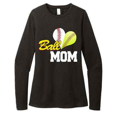 Ball Mom Heart Baseball Fan Womens CVC Long Sleeve Shirt