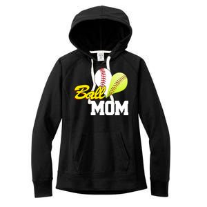 Ball Mom Heart Baseball Fan Women's Fleece Hoodie