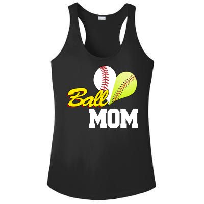 Ball Mom Heart Baseball Fan Ladies PosiCharge Competitor Racerback Tank