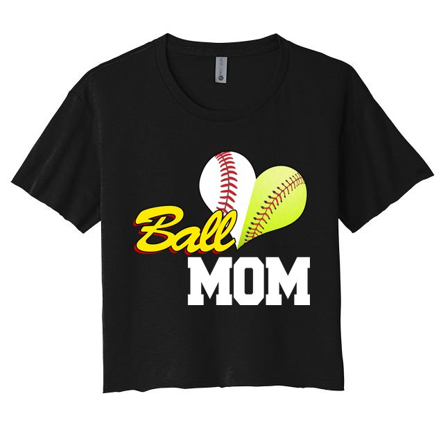 Ball Mom Heart Baseball Fan Crop Top