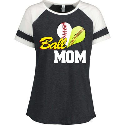 Ball Mom Heart Baseball Fan Enza Ladies Jersey Colorblock Tee