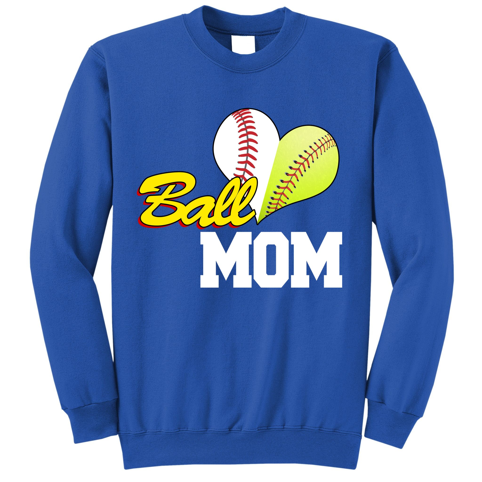 Ball Mom Heart Baseball Fan Sweatshirt
