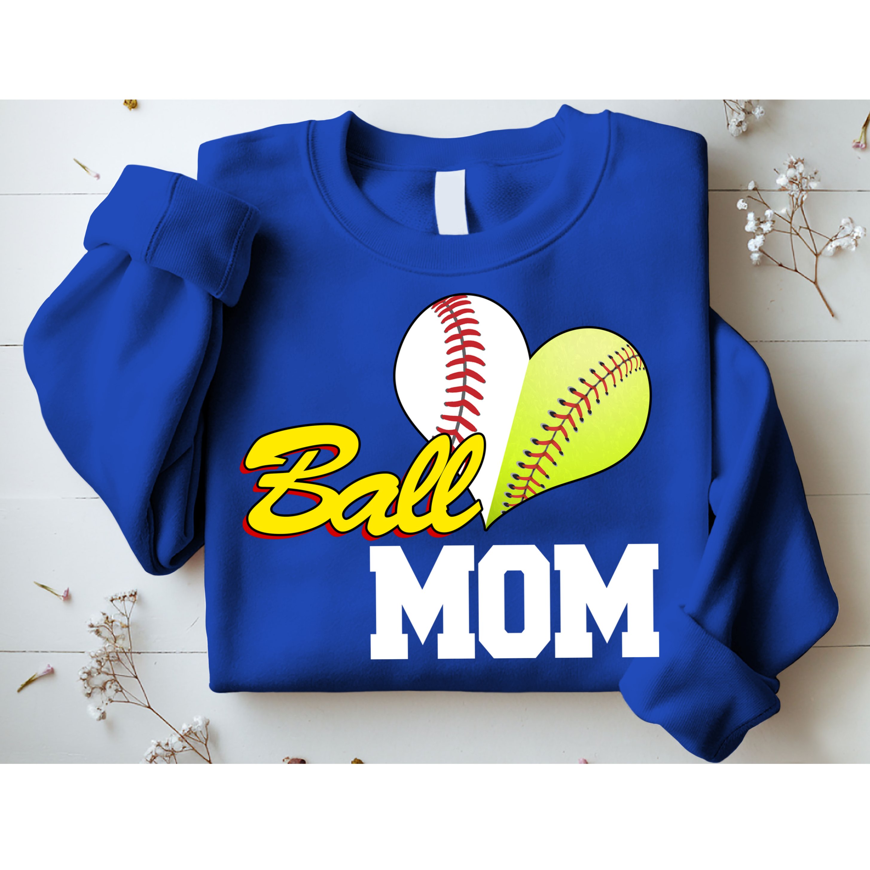 Ball Mom Heart Baseball Fan Sweatshirt