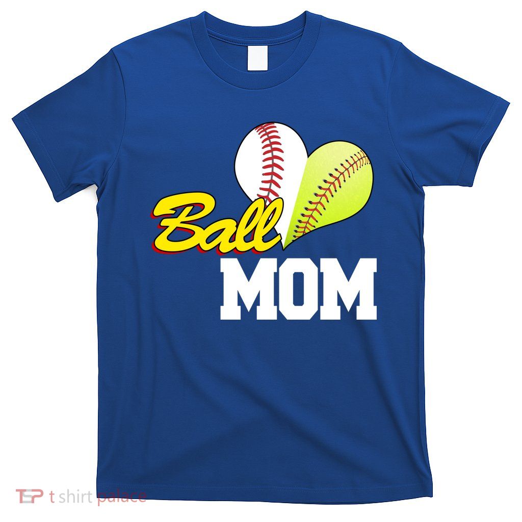 Ball Mom Heart Baseball Fan T-Shirt