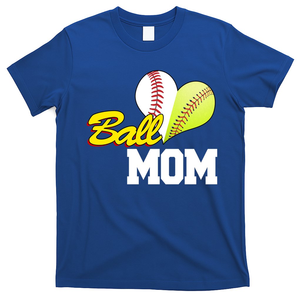 Ball Mom Heart Baseball Fan T-Shirt