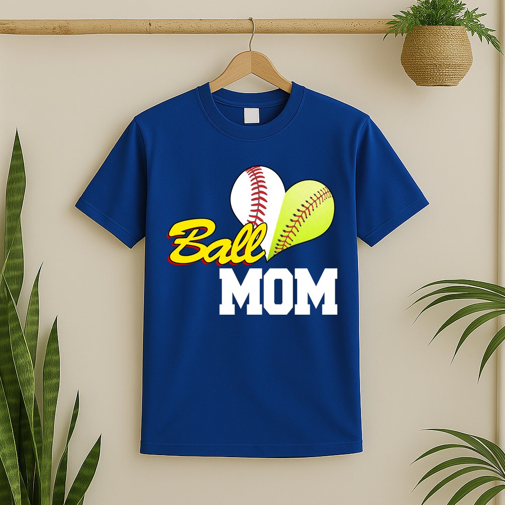 Ball Mom Heart Baseball Fan T-Shirt