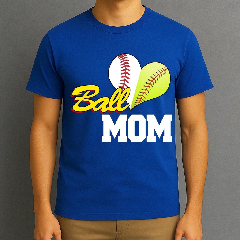 Ball Mom Heart Baseball Fan T-Shirt