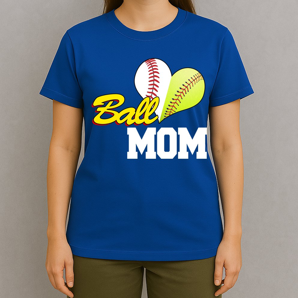 Ball Mom Heart Baseball Fan T-Shirt