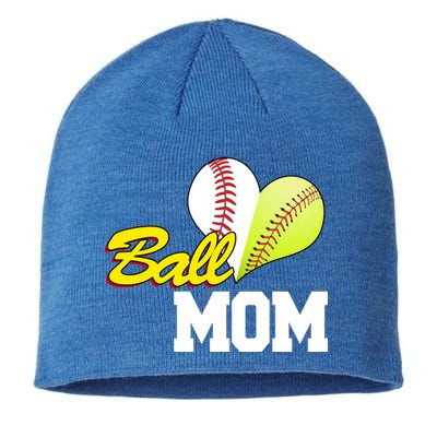 Ball Mom Heart Baseball Fan Sustainable Beanie