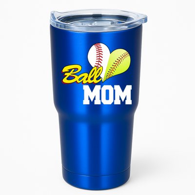Ball Mom Heart Baseball Fan Tumbler