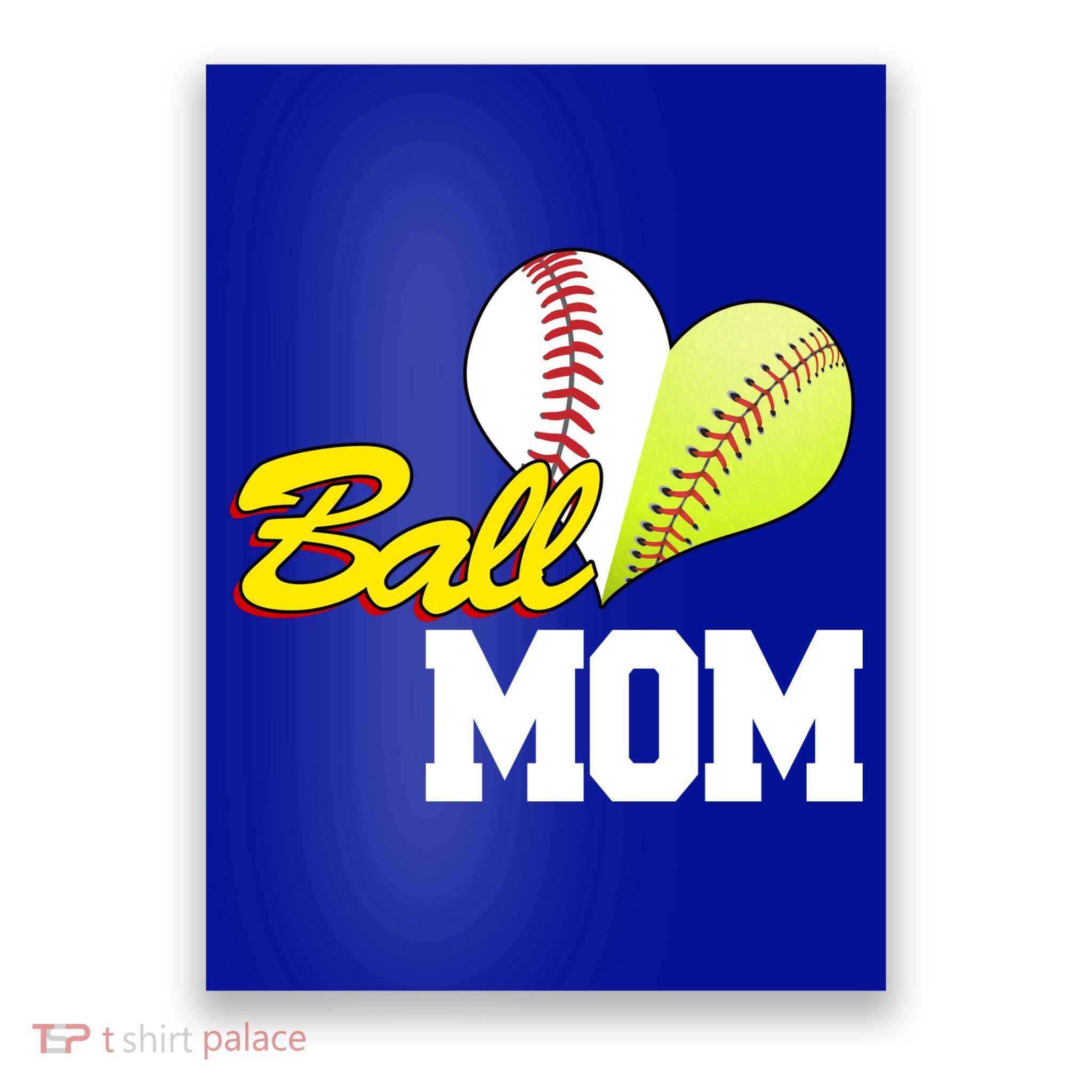 Ball Mom Heart Baseball Fan Poster