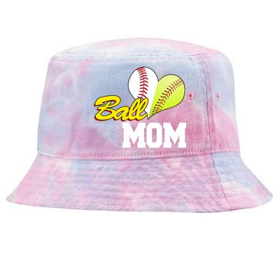 Ball Mom Heart Baseball Fan Tie-Dyed Bucket Hat