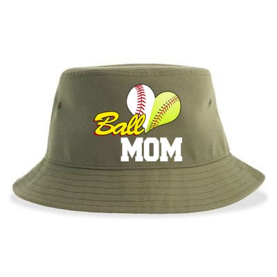 Ball Mom Heart Baseball Fan Sustainable Bucket Hat