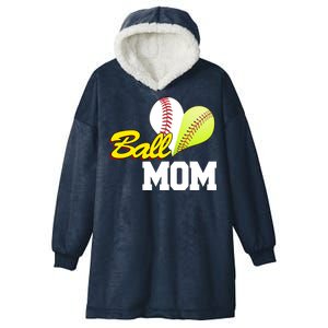 Ball Mom Heart Baseball Fan Hooded Wearable Blanket